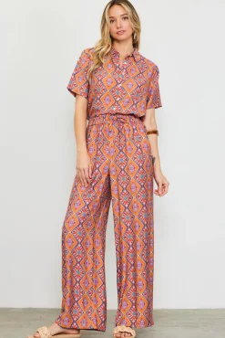 Aspen Print Elastic Waist Pants