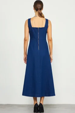 Corset Denim Pleated Dress