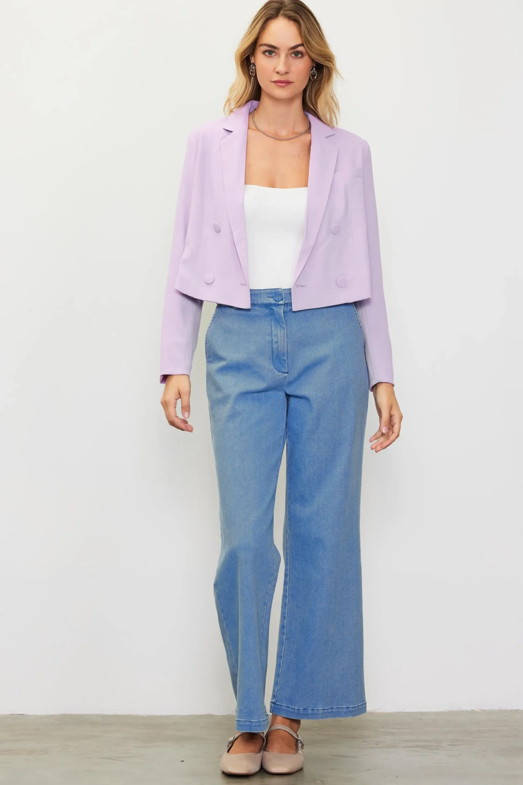 Double Breasted Crop Blazer