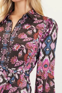Edain Border Print Mini Dress