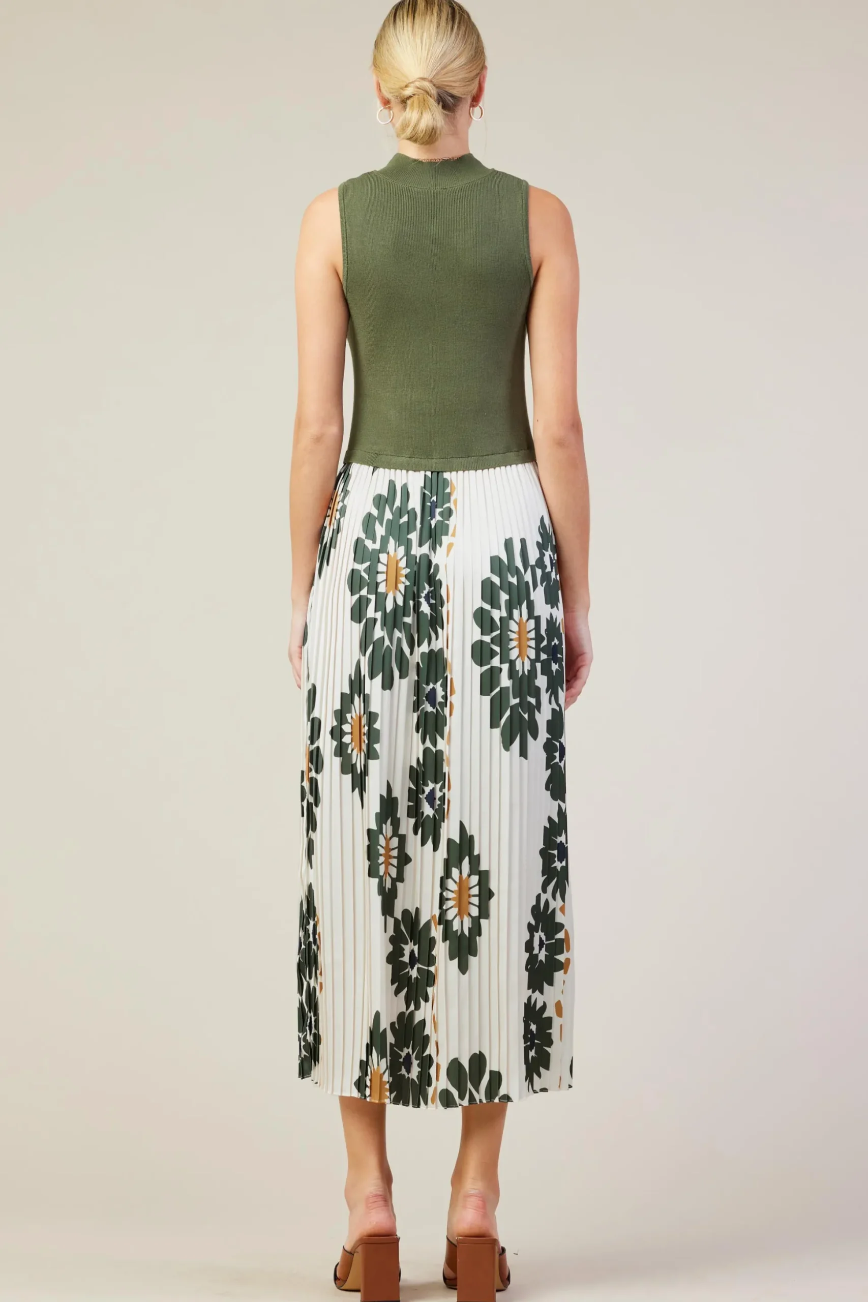 Floral Print Mixed Media Dress