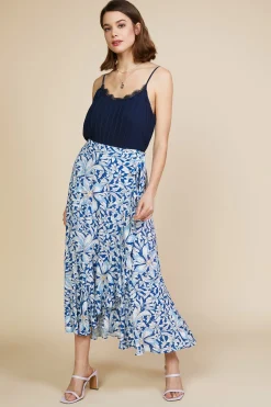 Floral Print Ruffled Wrap Skirt