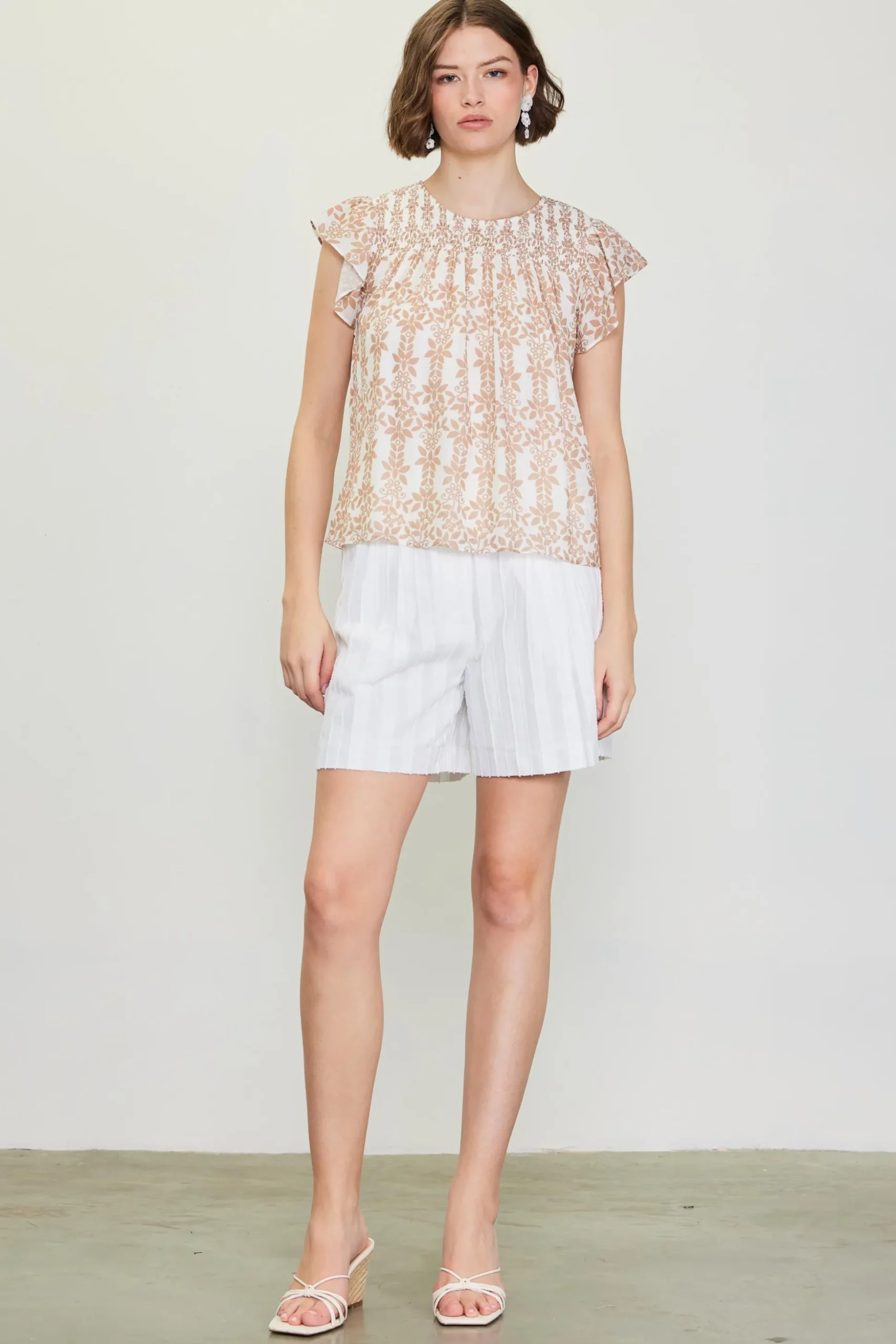 Floral Print Smocked Yoke Top