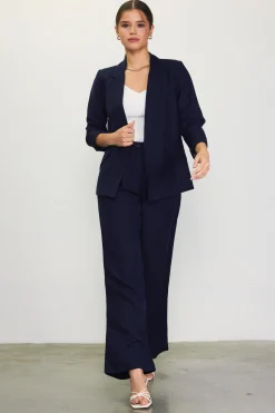 Linen Blend Three-Quarter Sleeve Blazer