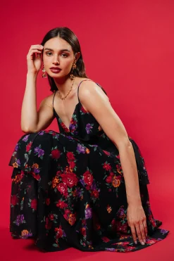 Mel Floral Print Tiered Maxi Dress