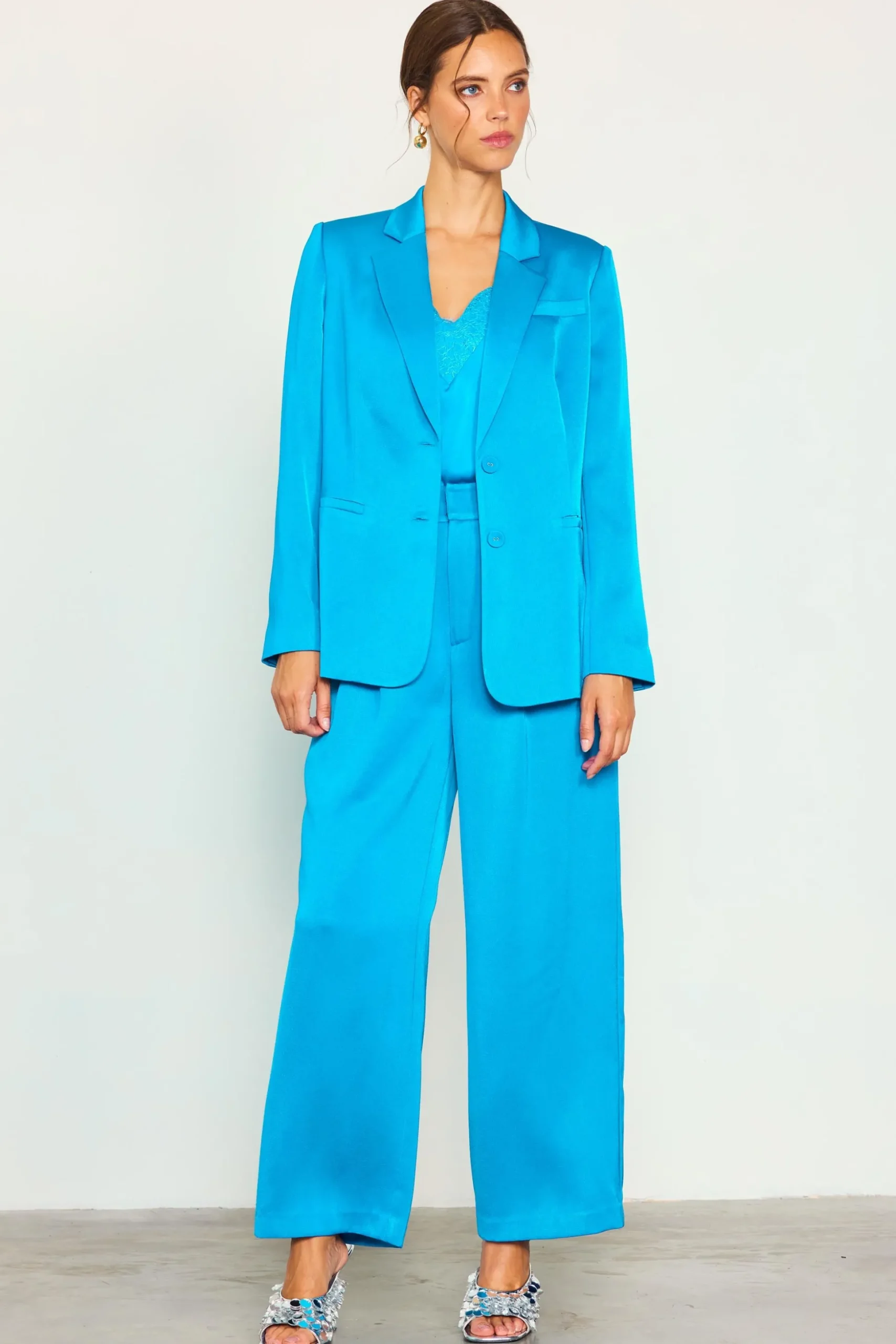 Neon Satin Welt Pocket Blazer