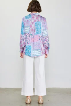 Patch Print Button Down Blouse