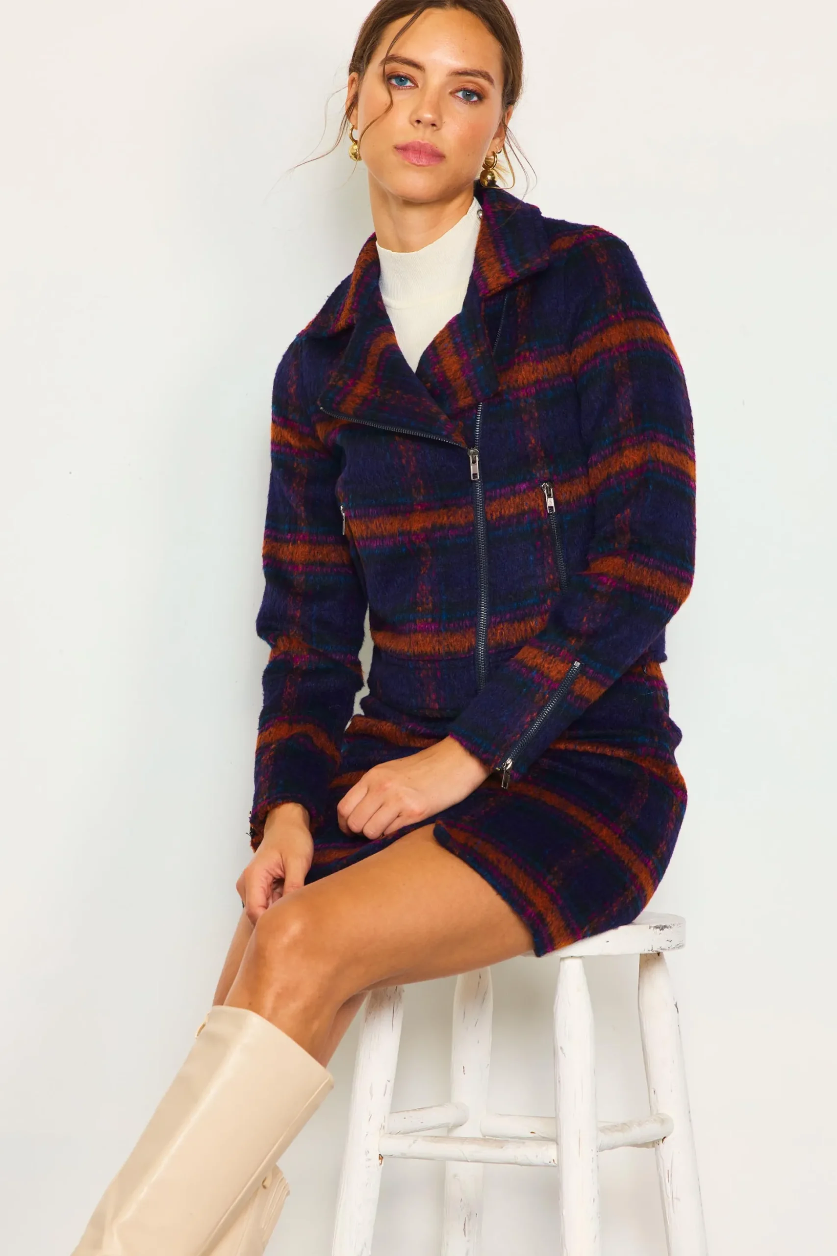 Plaid Moto Jacket