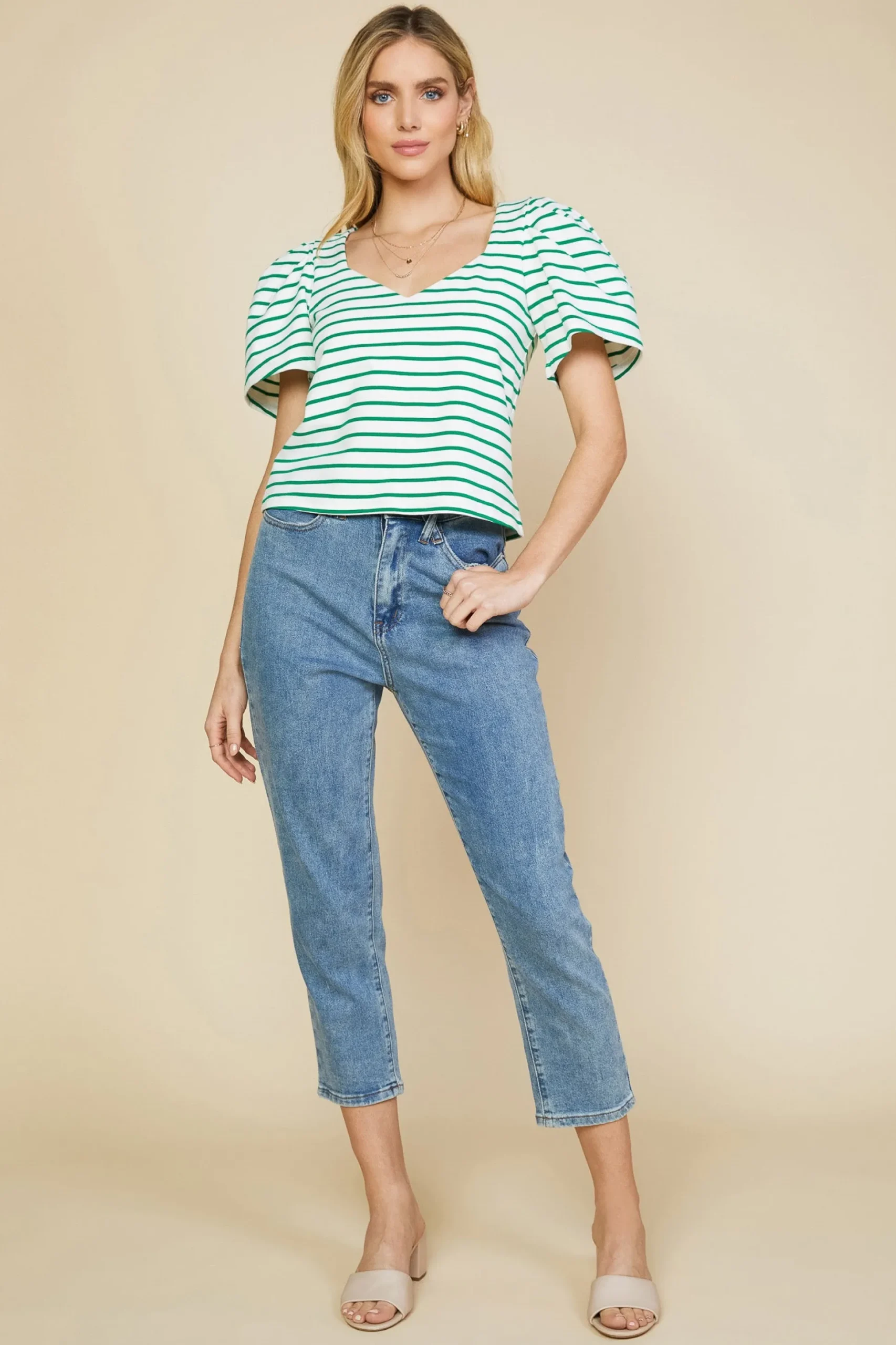 Pleated Sleeve Knit Top