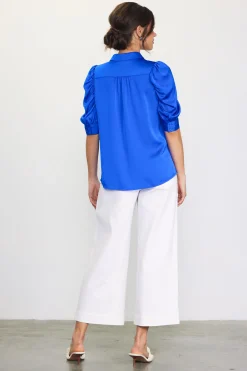 Recycled Shirred Sleeve Blouse