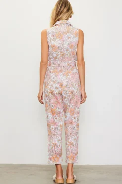 Retro Floral Belted Zip Jumpsuit