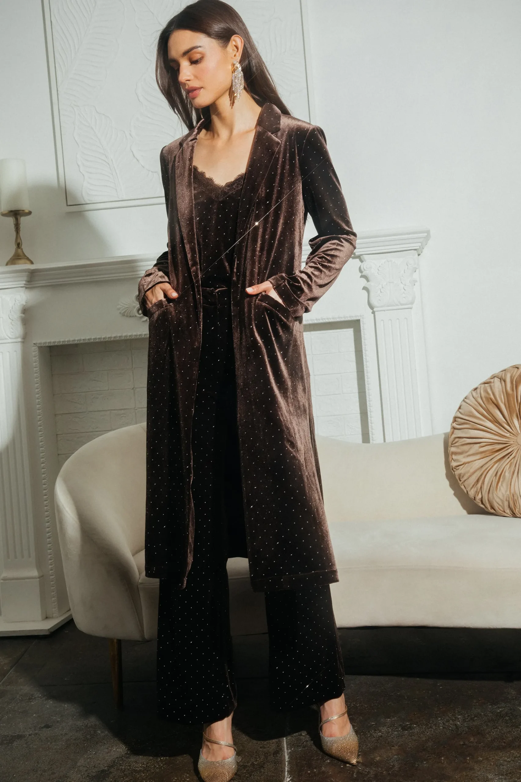Rhinestone Velvet Duster