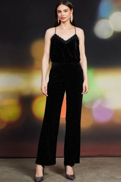 Rhinestone Velvet Flared Pants