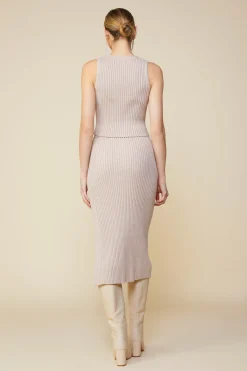 Ribbed Knit Side Slit Skirt