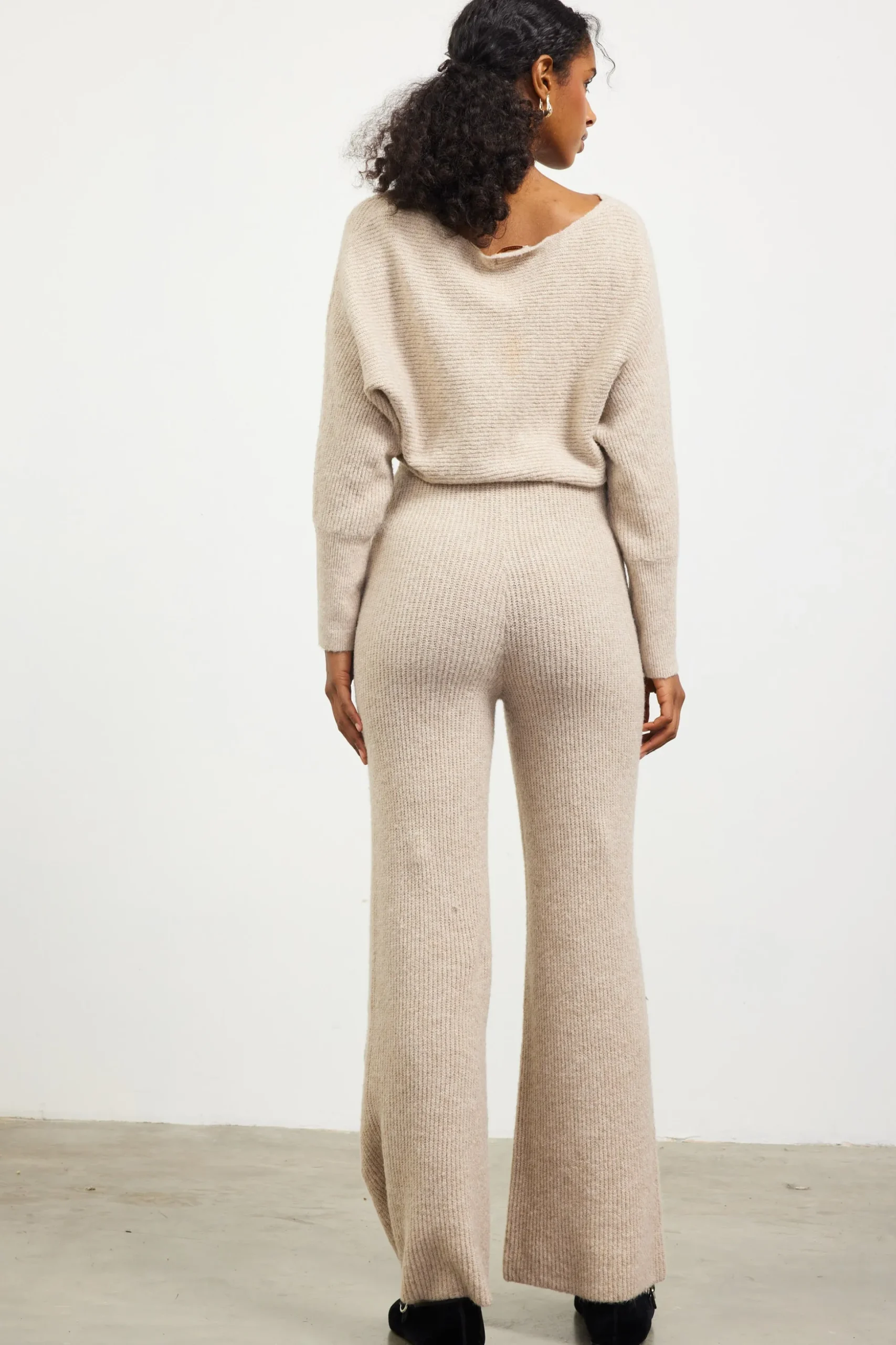 Ribbed Knit Wide Leg Pants