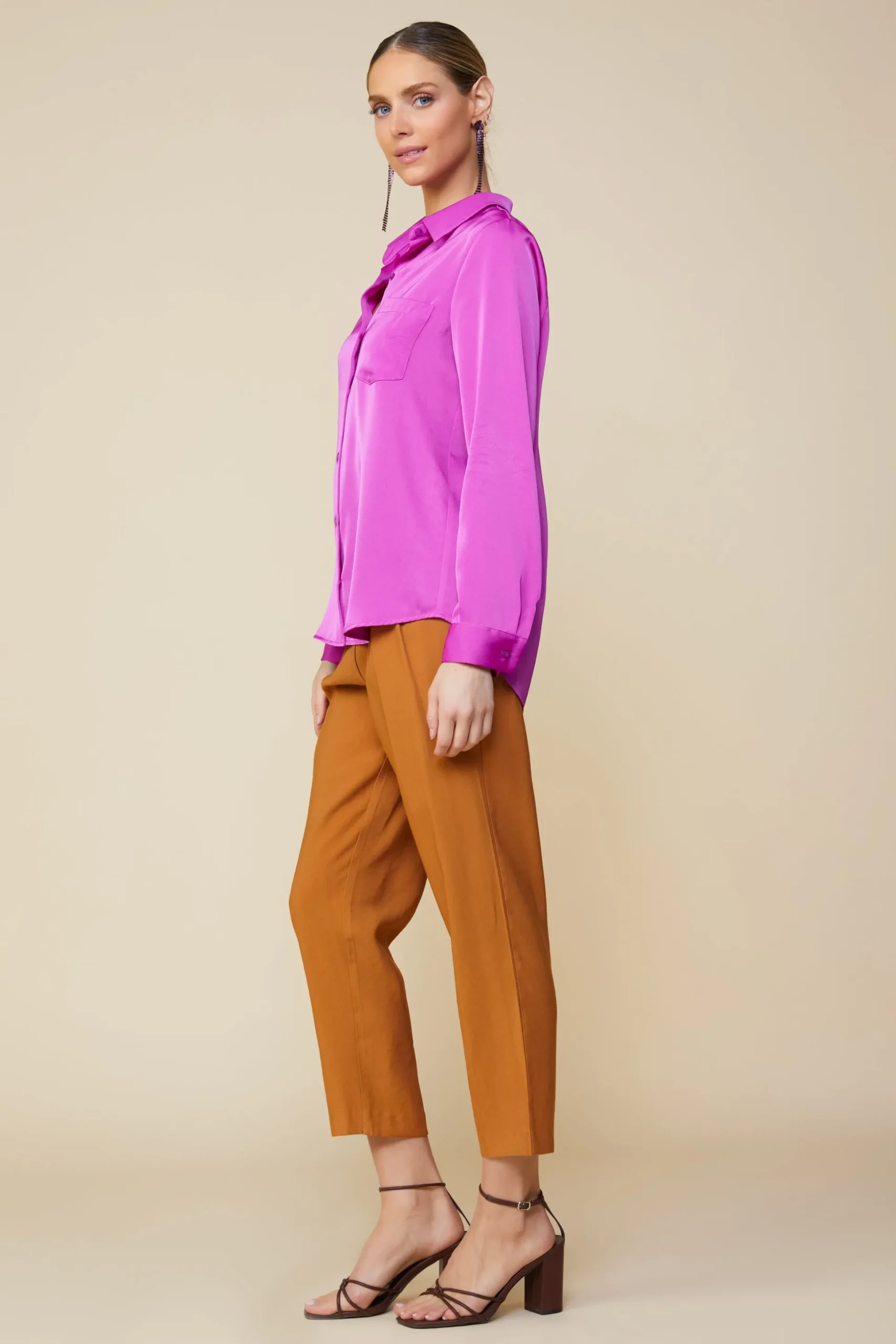Satin Button Down Shirt