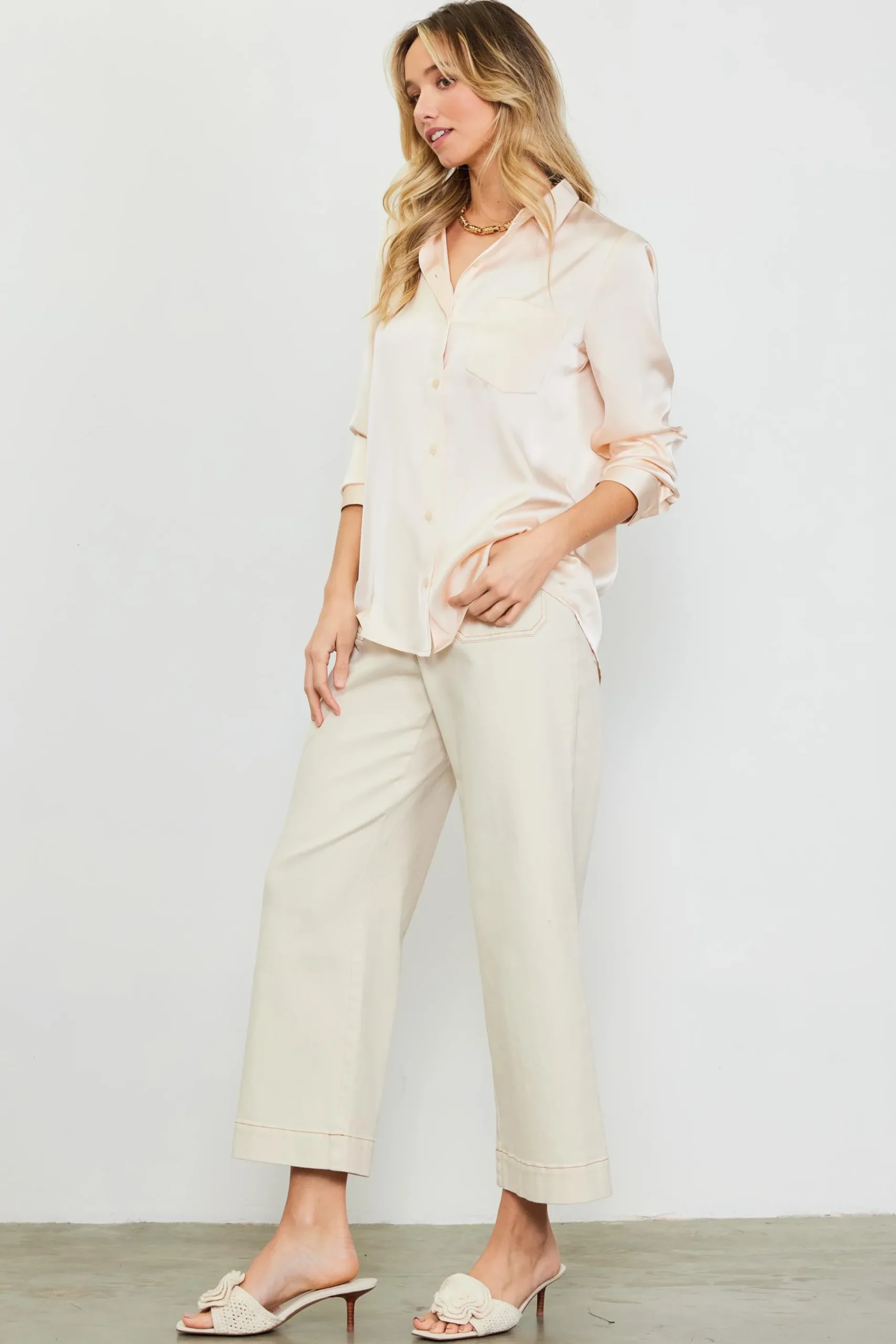 Satin Button Down Top