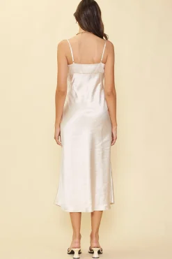 Satin Tie Front Slip Dress
